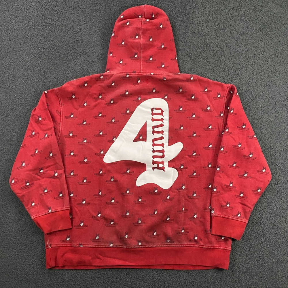 4Hunnid Hoodie Mens 2XL YG LA Los Angeles Rap Hip hop AOP Pullover Fleece Red